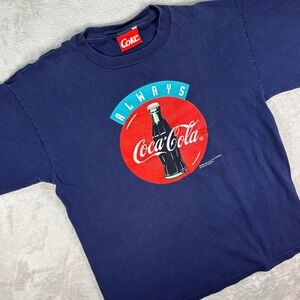 Coke Men's Vintage Graphic T-Shirt Sz XL Navy 1994 Single Stitch USA Embroidered